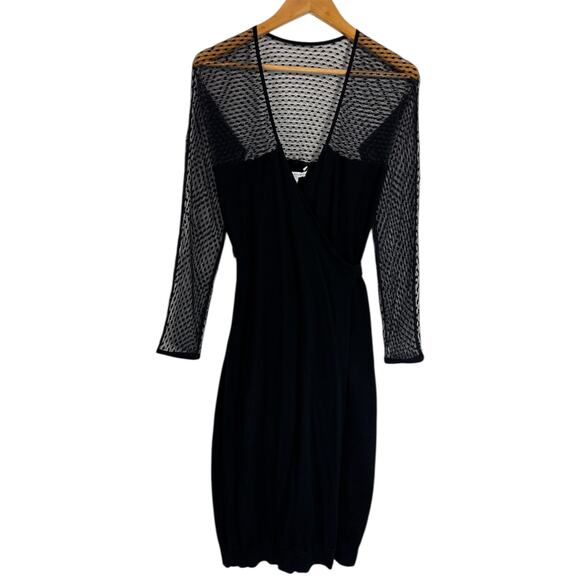 NWT Diane von Fürstenberg Zelda Bis Lace Midi Wrap Dress Silk Black Knit Size M - Picture 4 of 11